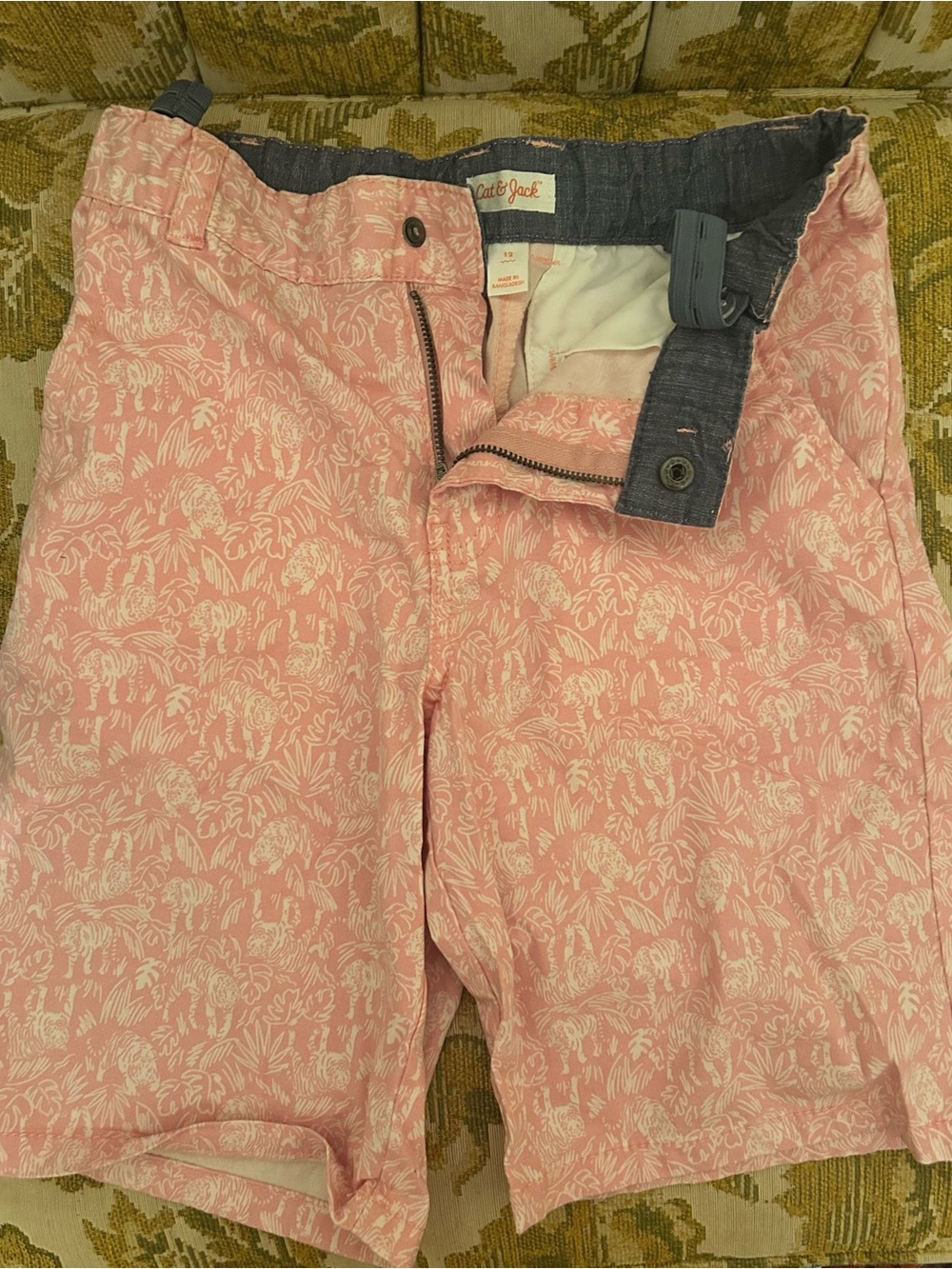 Cat & Jack Pink Floral Print Shorts with Navy Waistband